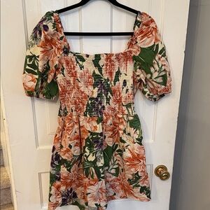 H&M Floral Romper in pink and Green